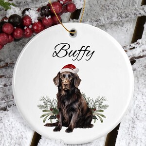 Flat-Coated Retriever Personalized Dog Christmas Ornament, Pet Memorial Ornament, Custom Dog Ornament, Flat-Coated Retriever Gift