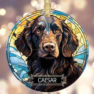 Personalized Flat-Coated Retriever Dog Mosaic Christmas Ornament, Custom Flat-Coated Retriever Ornament, Personalized Dog Breed Gifts