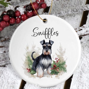 Miniature Schnauzer Dog Personalized Dog Christmas Ornament, Pet Memorial Ornament, Custom Dog Ornament, Mini Schnauzer Ornament Gift Decor