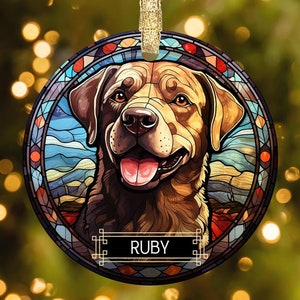 Personalized Chocolate Labrador Retriever Dog Mosaic Christmas Ornament, Custom Chocolate Lab Ornament, Personalized Dog Breed Gifts
