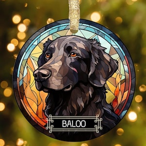 Personalized Flat-Coated Retriever Dog Mosaic Christmas Ornament, Custom Flat-Coated Retriever Ornament, Personalized Dog Breed Gifts