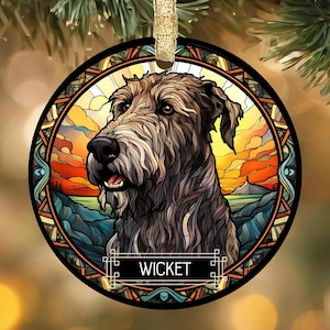 Personalized Irish Wolfhound Mosaic Christmas Ornament, Custom Irish Wolfhound Ornament, Personalized Dog Breed Gifts, Irish Wolfhound Art