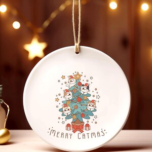 Cute Cats Christmas Tree Ornament &quot;Merry Catmas&quot;, Funny Gift for Cat Lovers, Cat Person Gift, Kittens, Kitties, Kawaii Cats in a Tree
