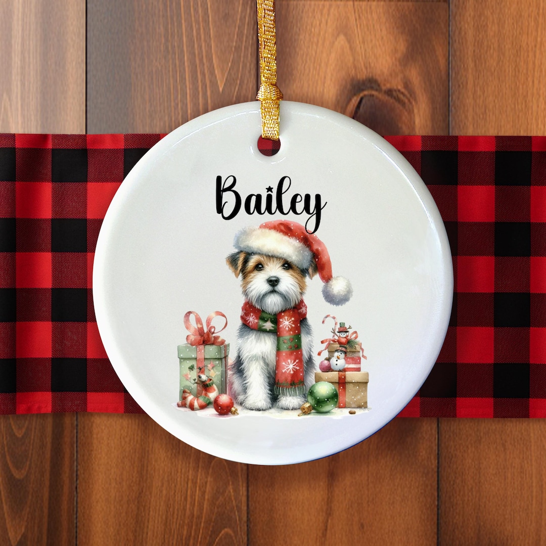 Jack Russell Terrier Personalized Dog Christmas Ornament, Custom Name
