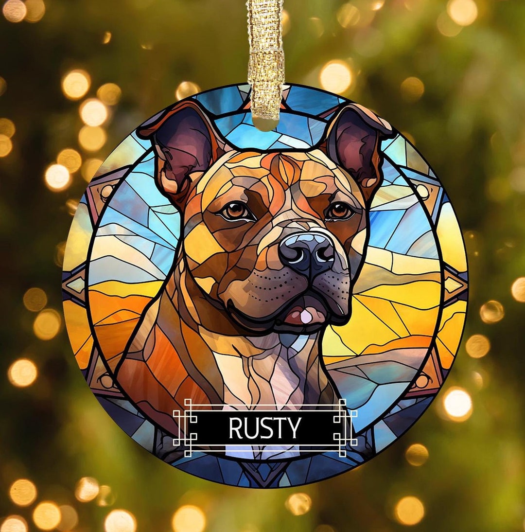 Personalized Pit Bull Dog Christmas Ornament, Custom Pit Bull Ornament