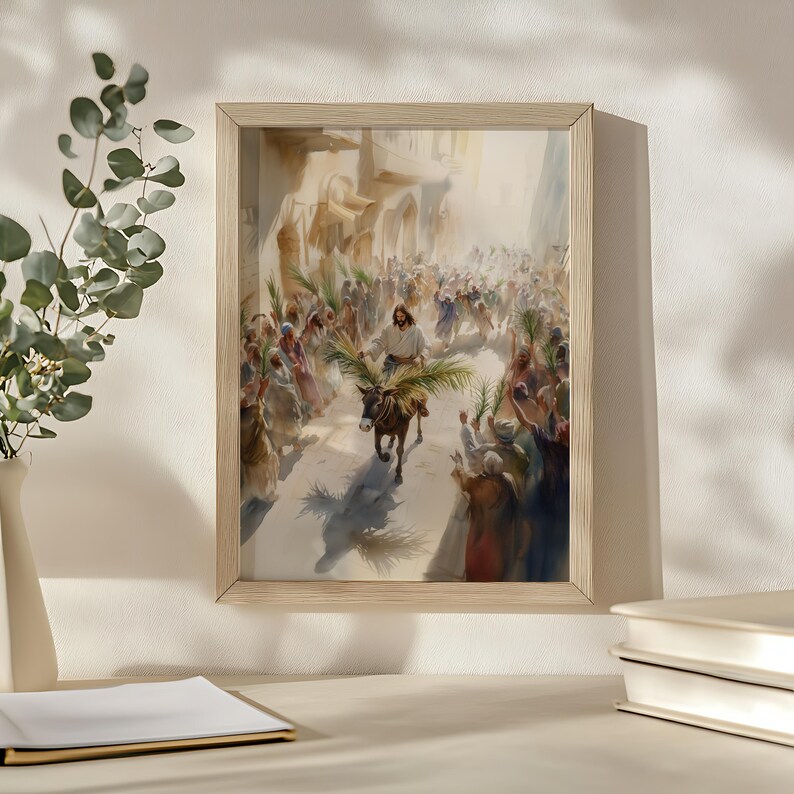 Hosanna! Jesus Riding Into Jerusalem, Palm Sunday Holy Week Art Print ...