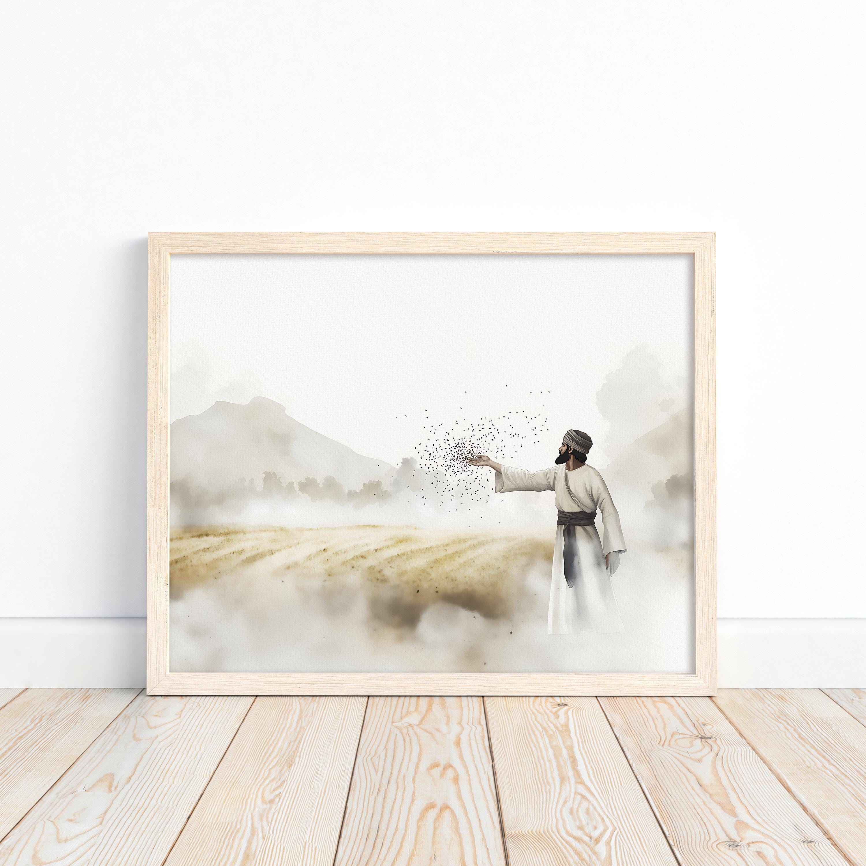 Parable of the Sower, Mathew 13, Modern Christian Art Print, Jesus ...