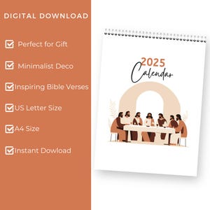 2025 Calendar Printable, Christian Monthly Calendar, Illustrated 12 ...