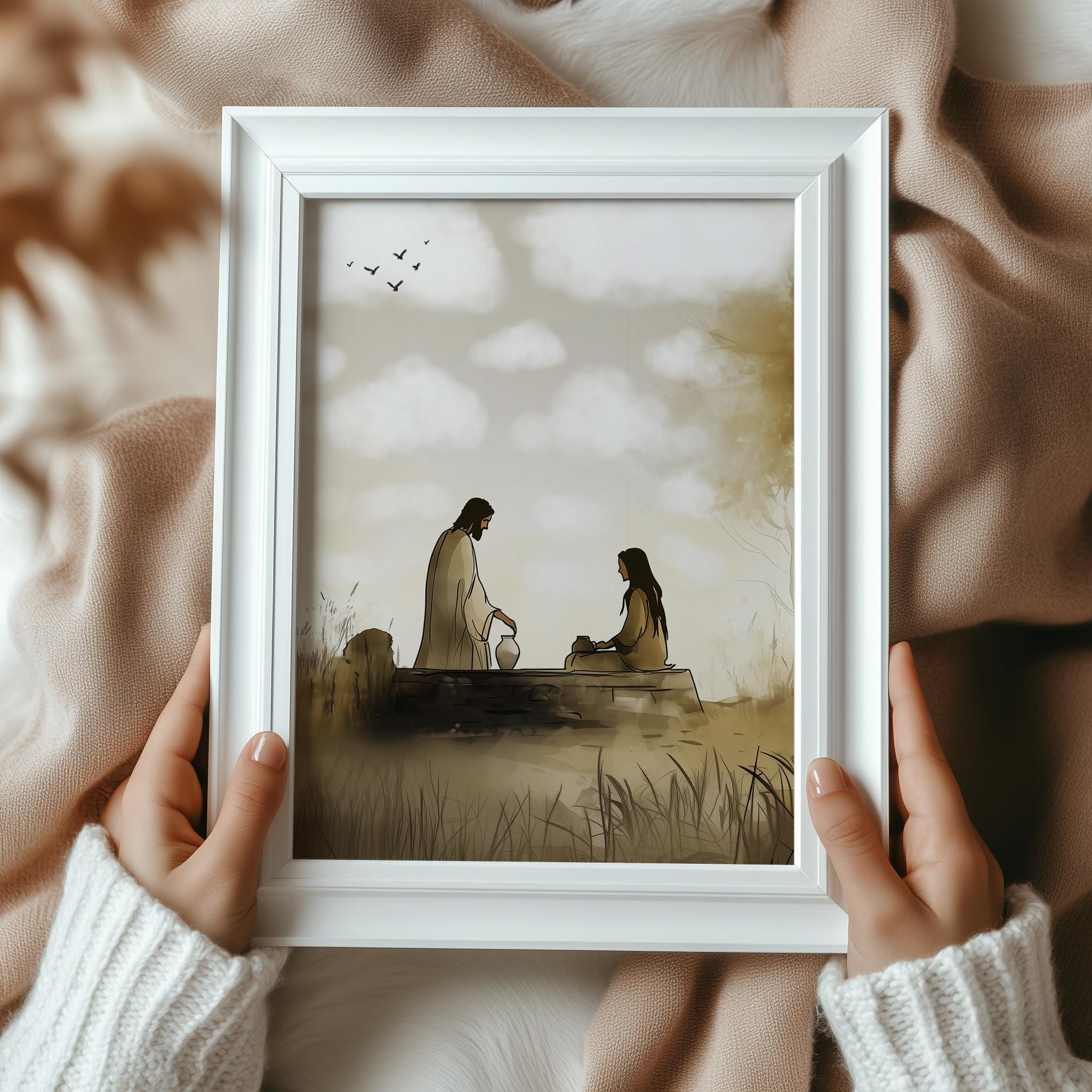 Woman at the Well, Jesus and Samaritan Woman Art, John 4, Christian ...