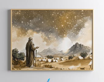 God's Promise to Abraham, Genesis 15:5, Father of Nations, Bible Story Artwork, Old Testament Art, Christian Wall Art, Digital Download