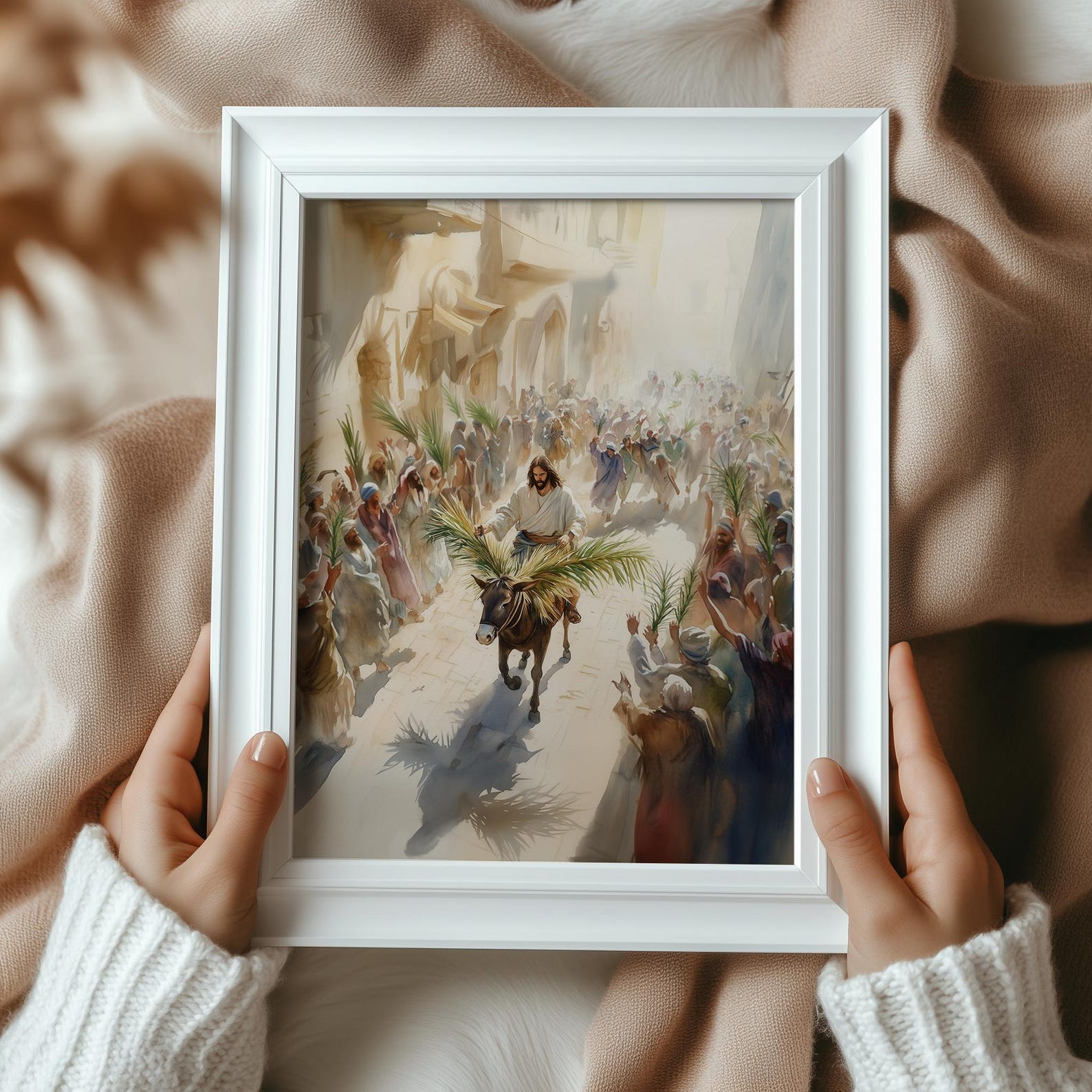 Hosanna! Jesus Riding Into Jerusalem, Palm Sunday Holy Week Art Print ...