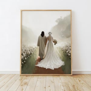 Jesus and Bride Art, Christian Wedding Gift, Spiritual Couple Wall Art, Inspirational Religious Love Décor, Wedding at Cana, Digital Print