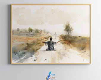 Prodigal Son Parable, Luke 15:11-32, Jesus Christ Art, Bible Verse Wall Art Printable, Modern Christian Watercolor Wall Art, Digital Print