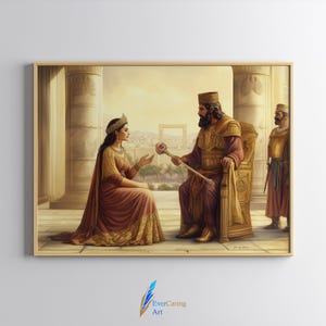 Esther, For Such a Time as This, Esther 4:14, Queen Saved the Jews, Ahasuerus, Christian Artwork, Bible Story Poster, Digital Art Print