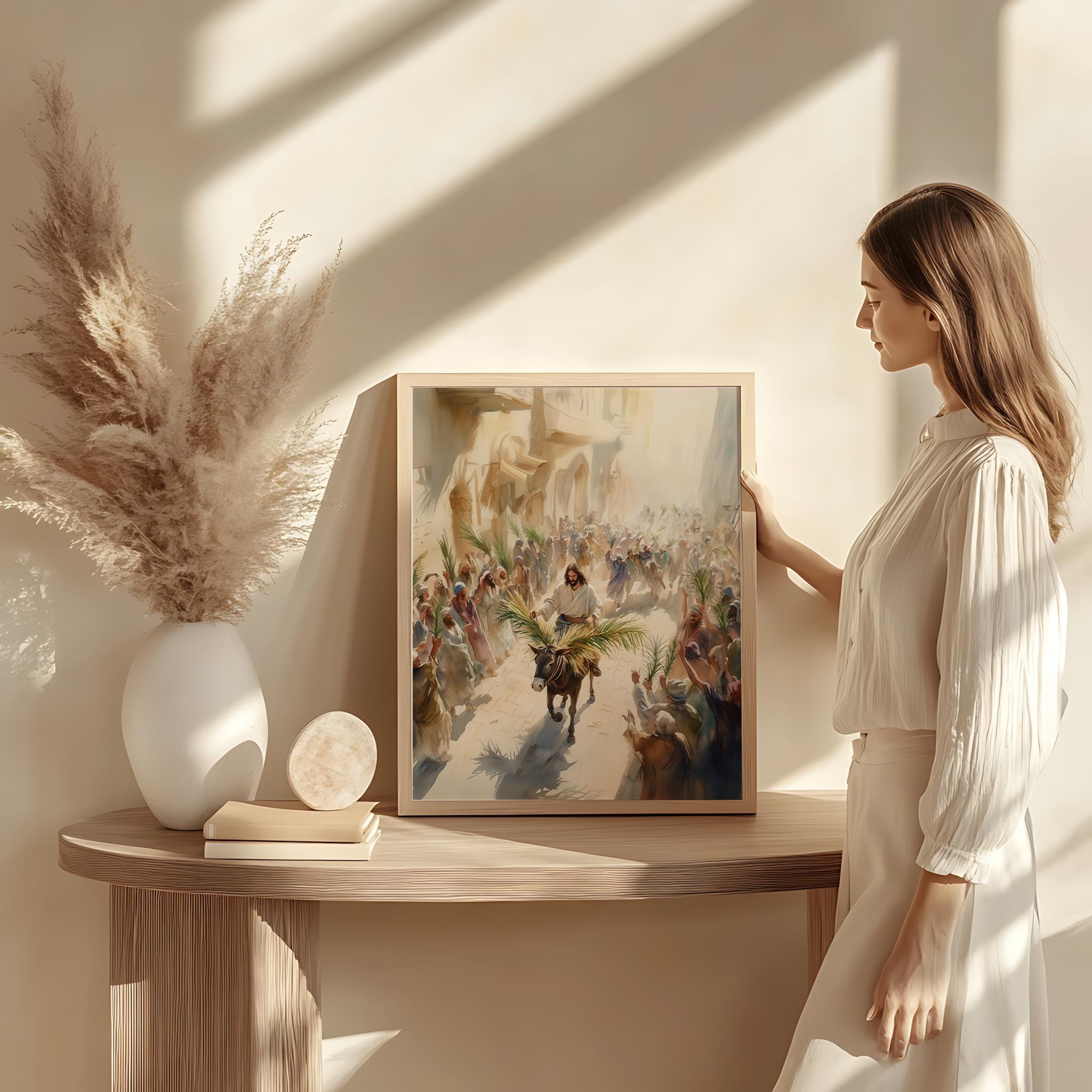 Hosanna! Jesus Riding Into Jerusalem, Palm Sunday Holy Week Art Print ...
