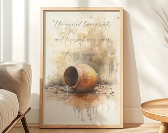 Woman at the Well, Scripture Poster Artwork Print, Samaritan woman Art, Jesus Art,  Watercolor Modern Christian Bible Artwork, Digital Print