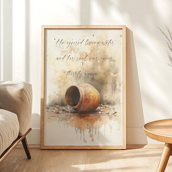 Woman at the Well, Scripture Poster Artwork Print, Samaritan woman Art, Jesus Art,  Watercolor Modern Christian Bible Artwork, Digital Print