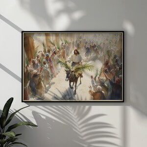 Jesus Riding Into Jerusalem, Palm Sunday Holy Week Art Print, Jesus ...