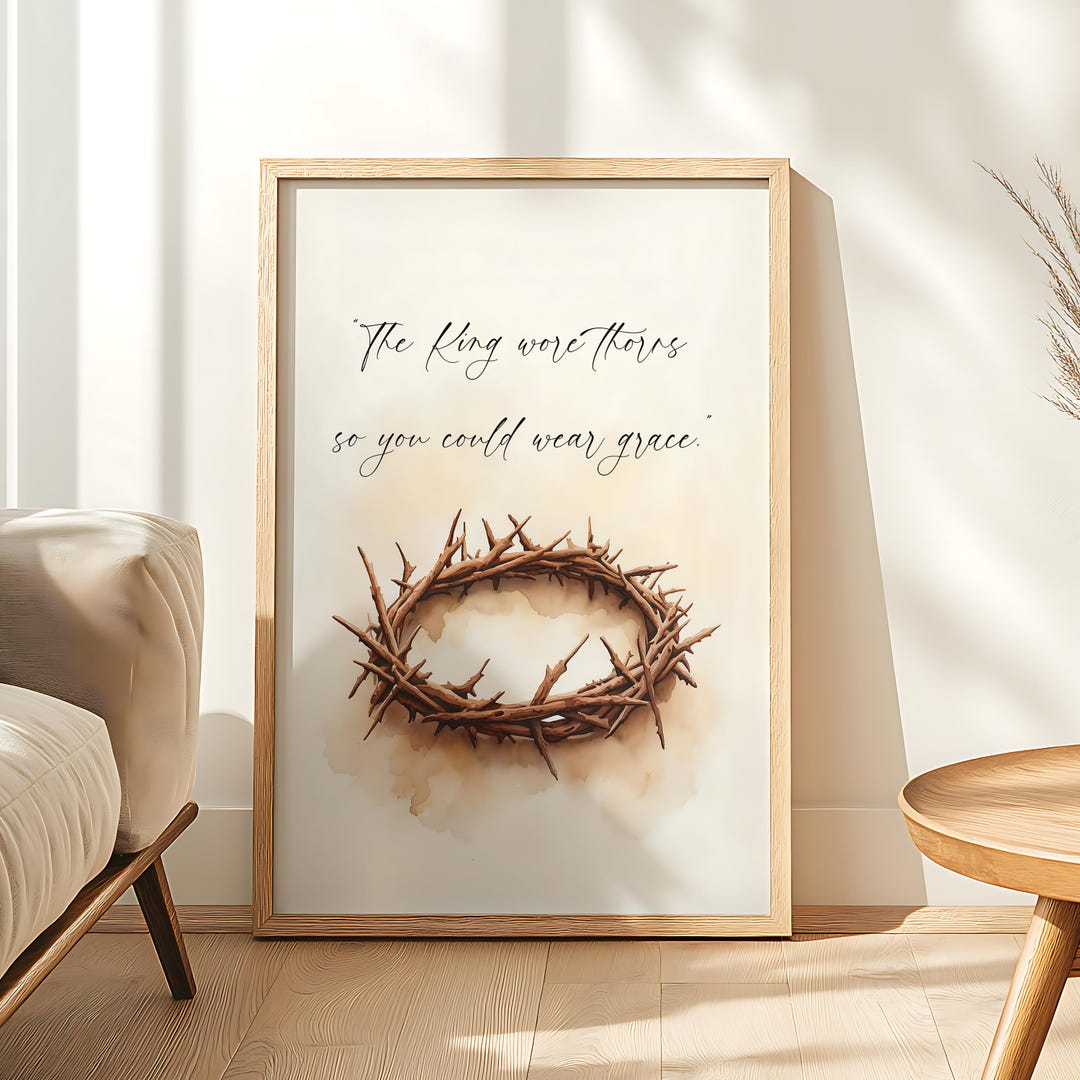 Crown of Thorns Art, Christian Wall Decor, Digital Scripture Print ...