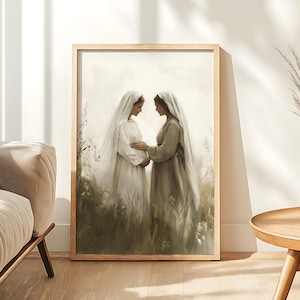 The Visitation of Mary, Mary and Elizabeth Painting Art Print, Mother's Day Gift, Expectant Mother, Hail Mary, Bible Christian Art Printable image 3