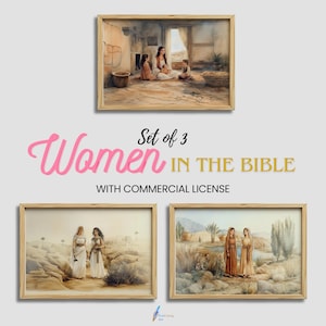Woman in the Bible, Set of 3, Jochebed, Deborah and Jael, Leah and Rachel, Bible Story Art, Religious Art Print, Christian Artwork Prints