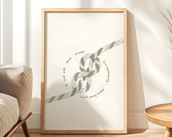 A Cord of Three Strands, Ecclesiastes 4:12, Christian Wedding Wall Art, Bible Verse Print, Marriage Scripture, Digital Download