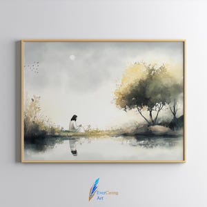 Jesus Praying in the Garden of Gethsemane, Jesus Christ Picture Landscape Painting, LDS Painting, Christian Wall Art, Religious Decor Print