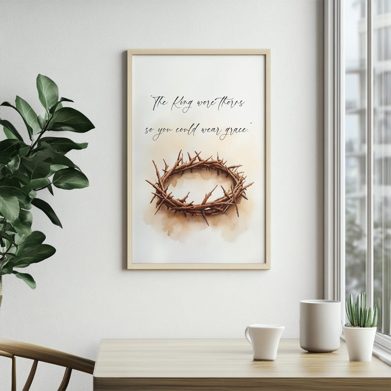 Crown of Thorns Art, Christian Wall Decor, Digital Scripture Print ...