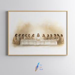 The Last Supper Wall Art, LDS Painting, Jesus Christ Water Color, Bible Verse Wall Art, Jesus Poster, Christian Painting, Digital Download