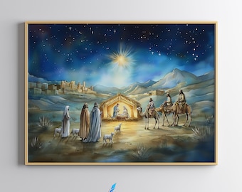 キリスト降誕の絵画、イエスの誕生の芸術、聖家族の絵画、ベツレヘムの