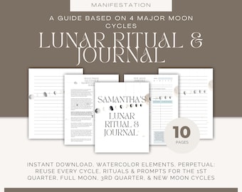 Moon Phase Ritual Journal, Manifestation Planner (Digital Download)