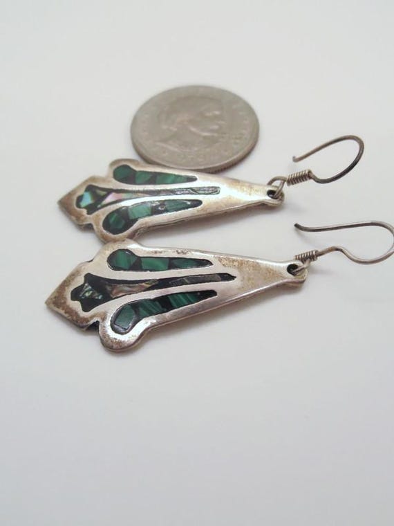 Vintage Mexican Sterling Silver Dangle Earrings: … - image 7