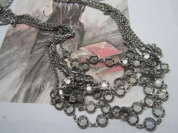 Vintage Goldette Multi Strand Necklace, Gray, Cry… - image 6