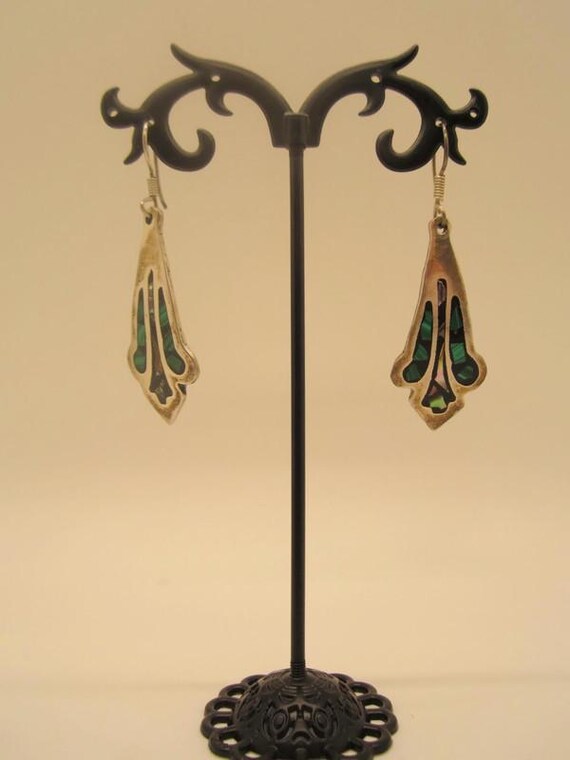 Vintage Mexican Sterling Silver Dangle Earrings: … - image 2