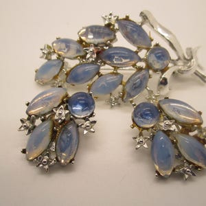 Vintage Blue Moonstone Coro Jewelry Set- Brooch and Earrings Classic Costume Jewelry-Nice Vintage Set-Collectable Pieces, Great Gift also.