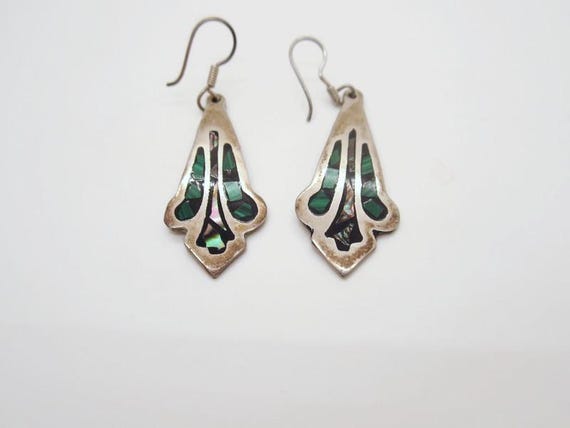 Vintage Mexican Sterling Silver Dangle Earrings: … - image 4