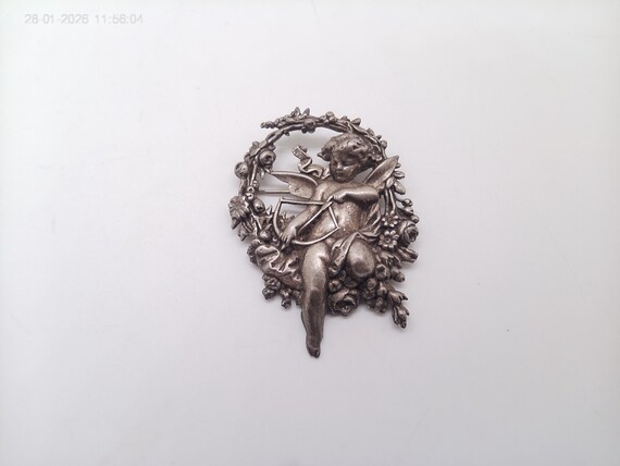 Vintage Art Nouveau- French Angel Brooch.