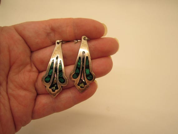 Vintage Mexican Sterling Silver Dangle Earrings: … - image 1