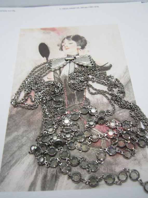 Vintage Goldette Multi Strand Necklace, Gray, Cry… - image 7
