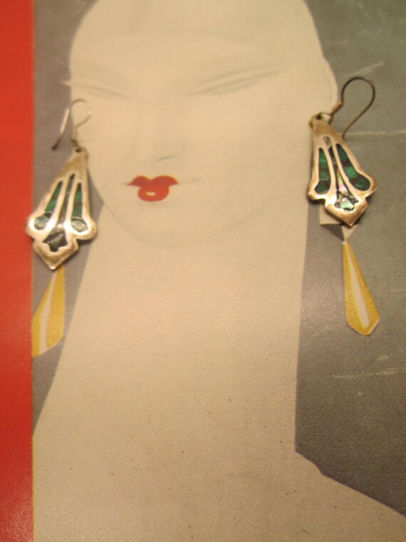 Vintage Mexican Sterling Silver Dangle Earrings: … - image 9