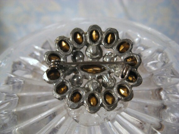 Vintage 50's blue and gray crystal brooch - image 4