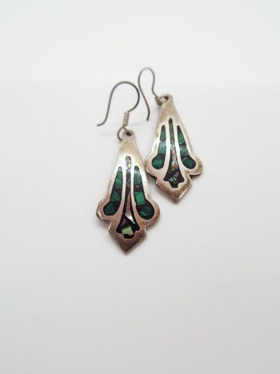 Vintage Mexican Sterling Silver Dangle Earrings: … - image 8