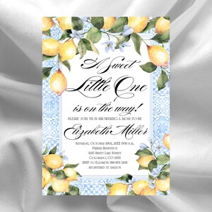 Lemon Baby Shower Invitation: Citrus Theme, Editable Template (Digital Download)