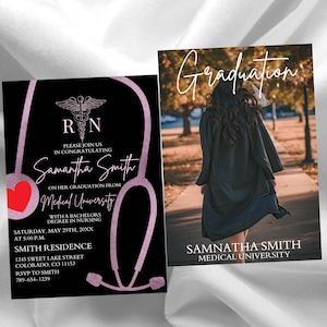 Editable Nursing Graduation Invitation with Photo (Digital Download)