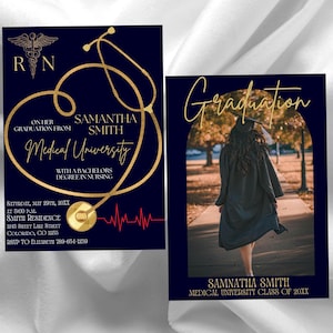 Navy Nursing Graduation Invitation with Photo (Digital Download)