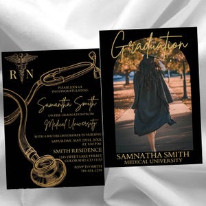 Nursing Graduation Invitation Template with Photo (Digital Download)