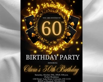 Editable Casino Birthday Invitation: Poker Night Party (Digital Download)
