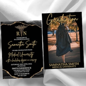 Editable Graduation party Invitation, Nursing Graduation Invitation with Photo, Registered Nurse Invitation, RN invitation Template