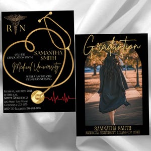Editable Graduation party Invitation, Nursing Graduation Invitation with Photo, Registered Nurse Invitation, RN invitation Template