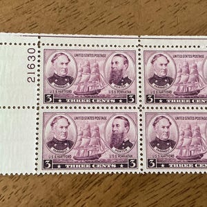 Antique Stamp Collection - US  Stamps - 1937 SC#792 - Navy Issue Stamps - Block of 4 - MNH